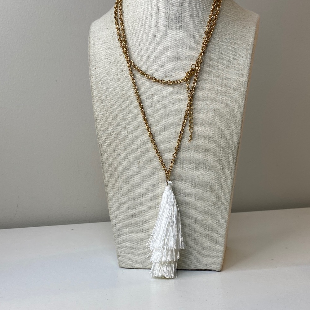 White tassel necklace